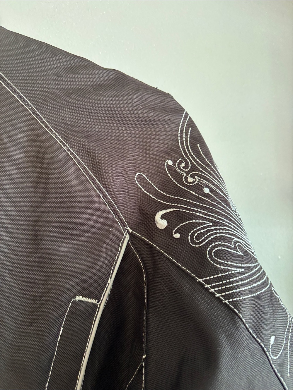 Women's Street and Steel Black Embroidered Motorcycle Jacket - Picture 13 of 16